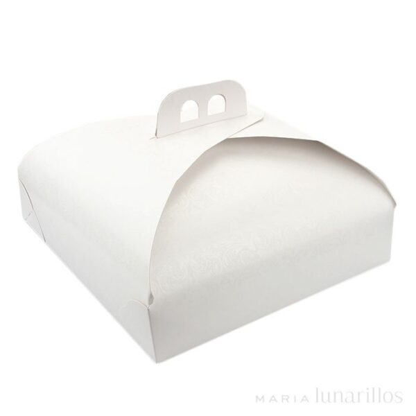 CAJA PARA TARTA BLANCA C/ ASA 32 X 32 X 12 CM - BAKERY