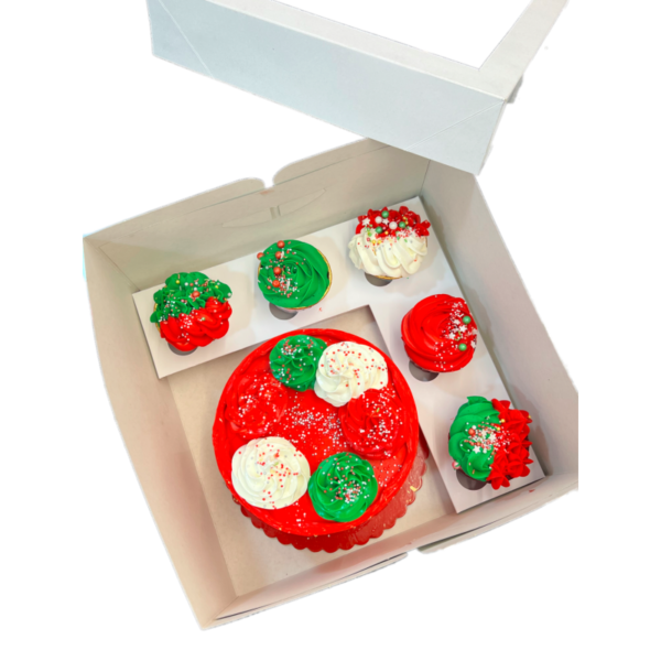 CAJA PARA TARTA DE 20CM Y 5 CUPCAKES AZUCREN